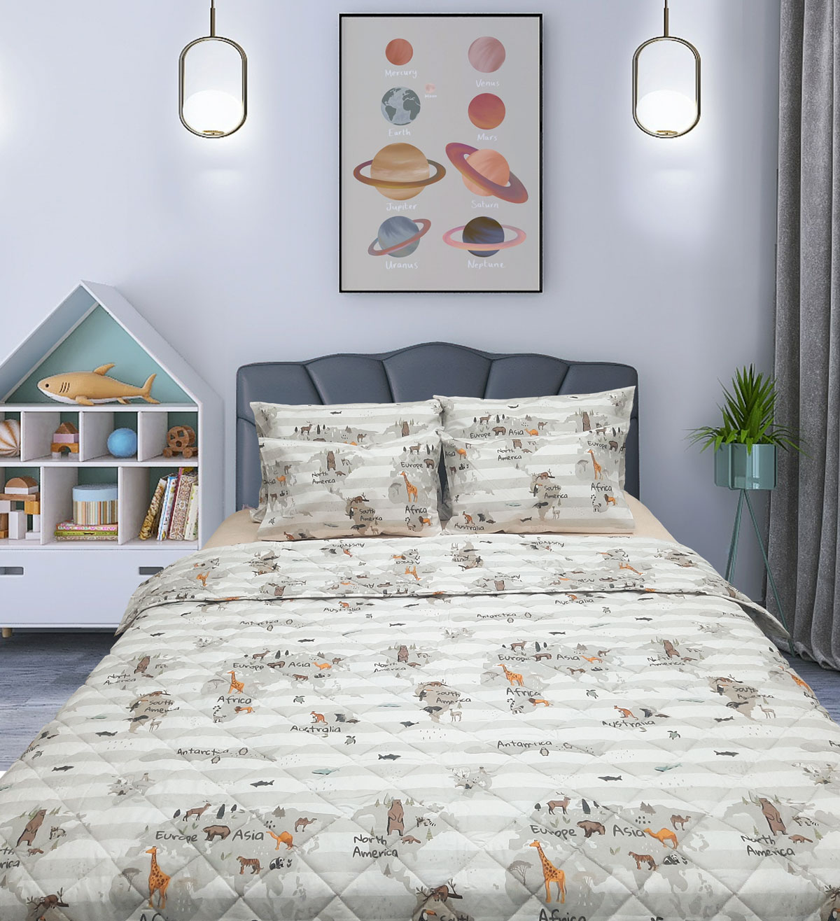 ŠTEP DEKA DEČIJA MAPA SVETA SIVA 1